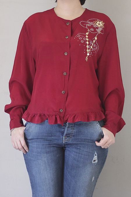 Camicia in seta bordeaux