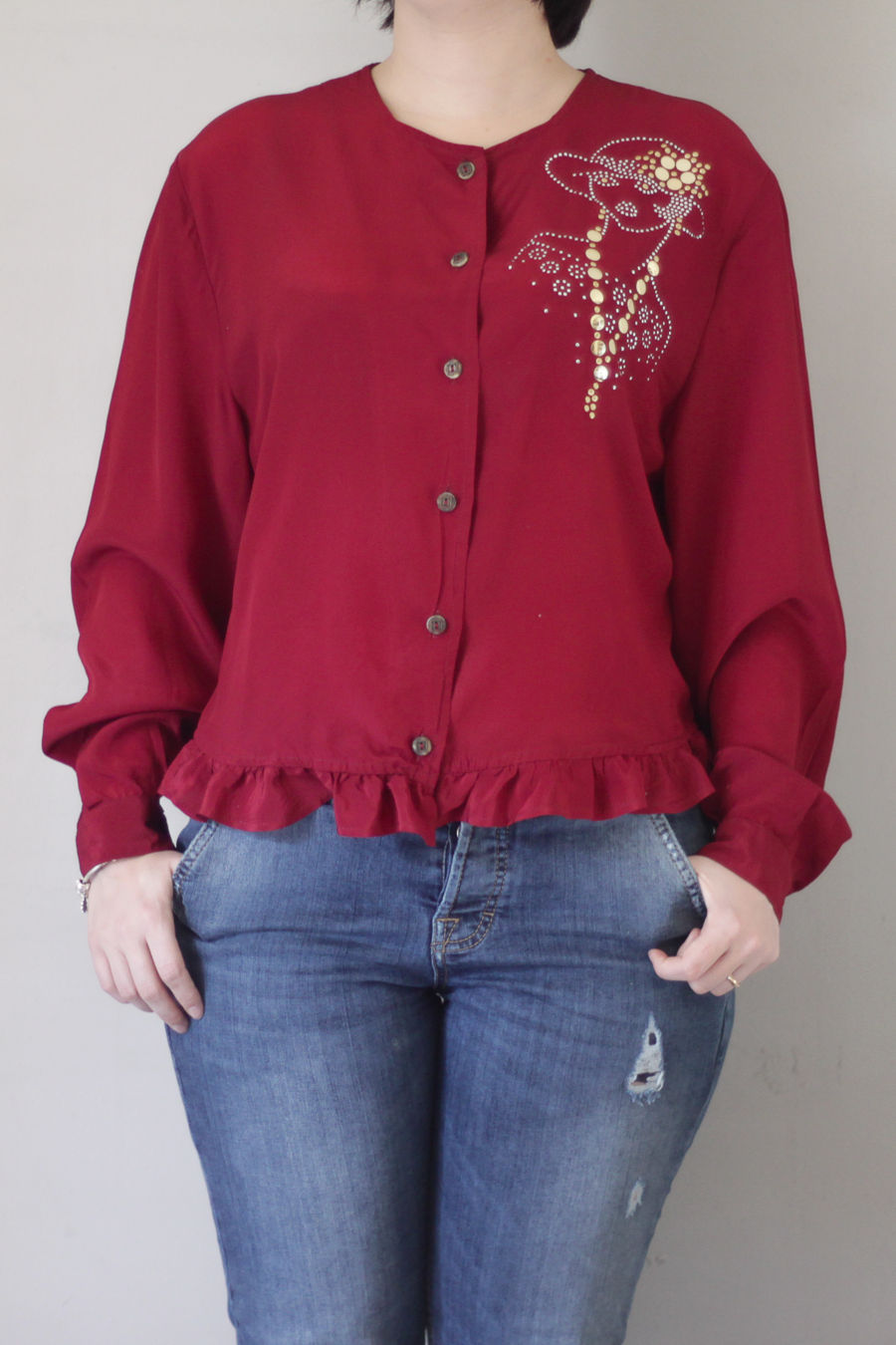 Camicia in seta bordeaux