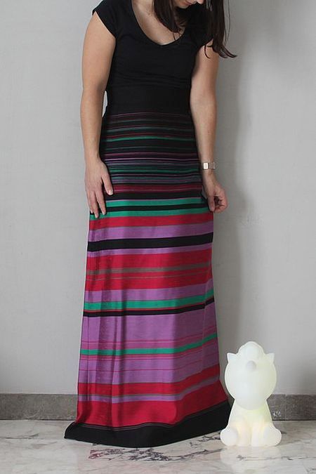 Silk skirt with stripes