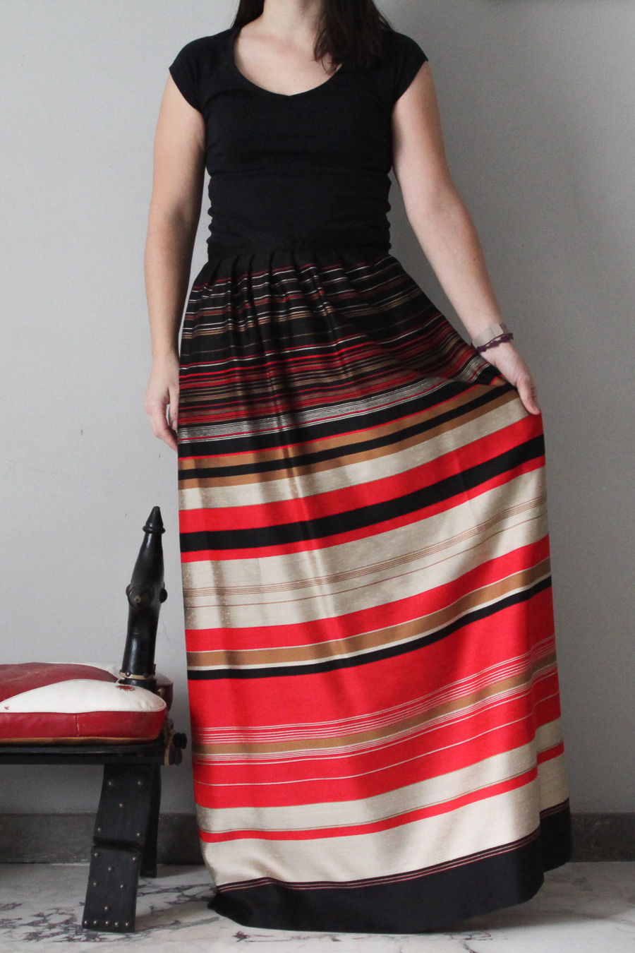 Silk skirt with stripes